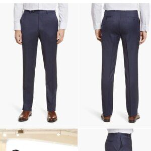 Peter Millar Harker Flat Front Solid Stretch Wool Navy Blue Dress Pants Size 44R